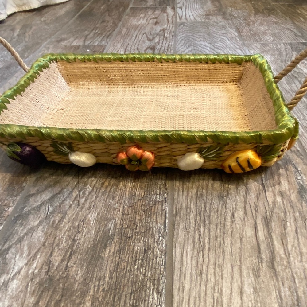 Vintage Raffia Vegetable basket
